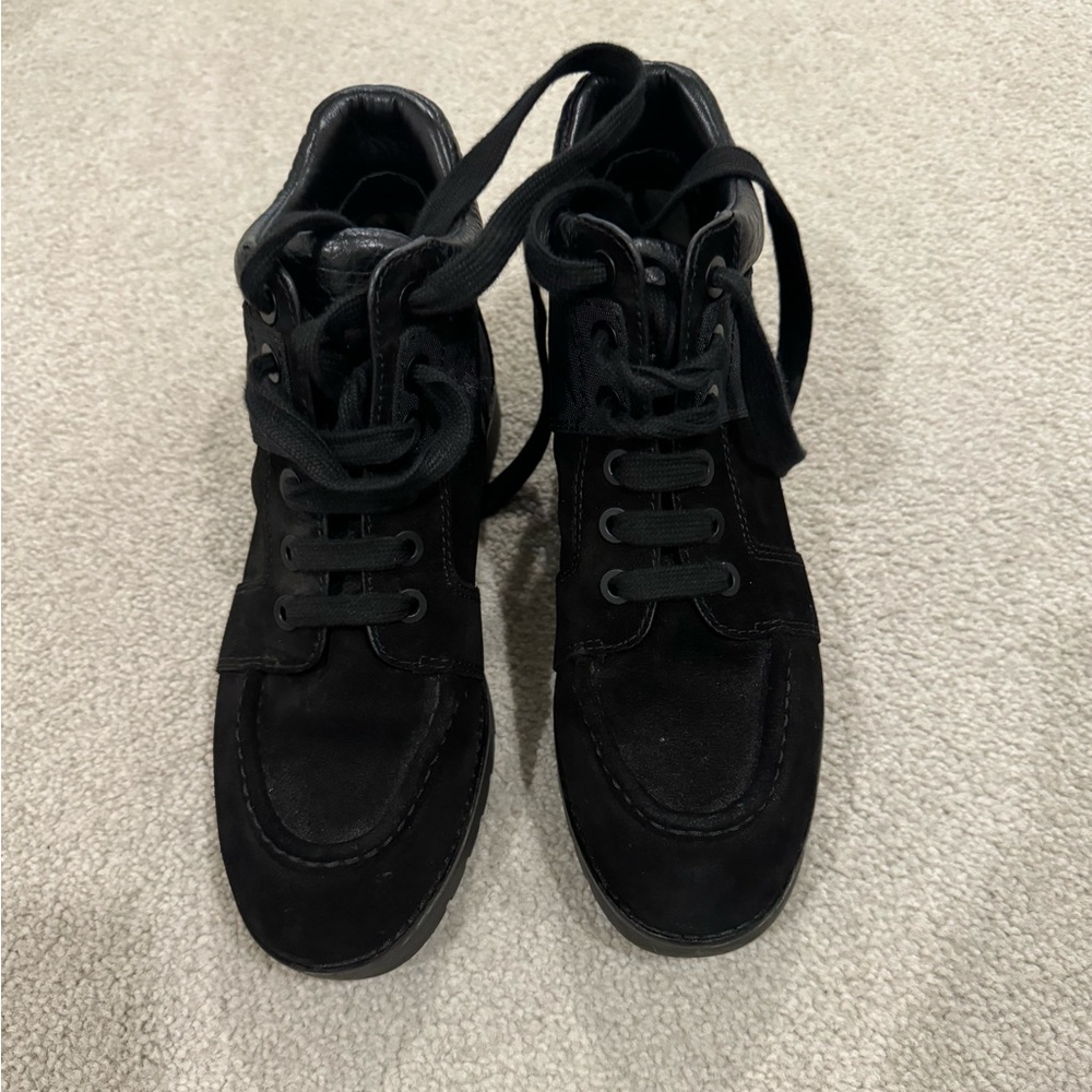 Alexander Wang black suede boots.